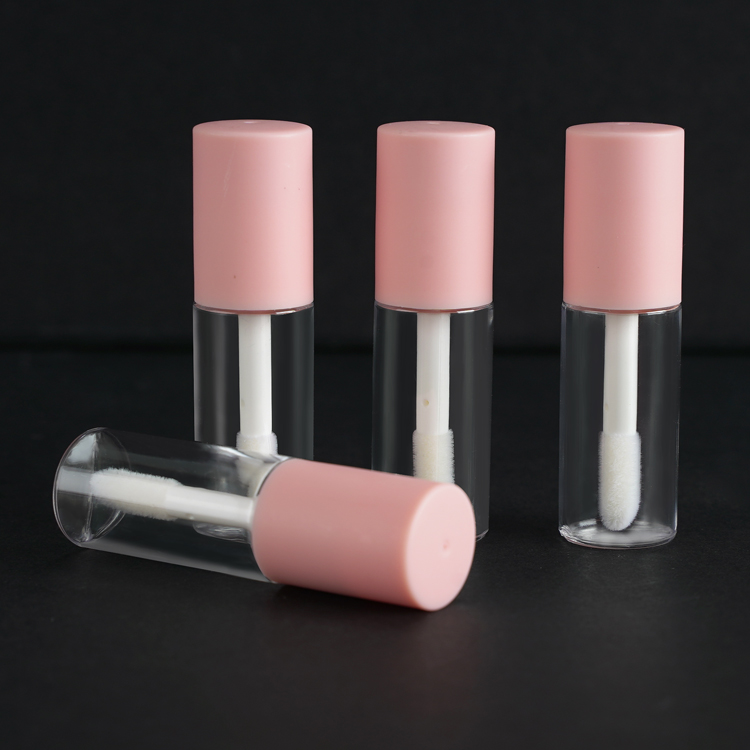 Tubos de brilho labial preto branco rosa com cabeça de escova tubos de brilho labial